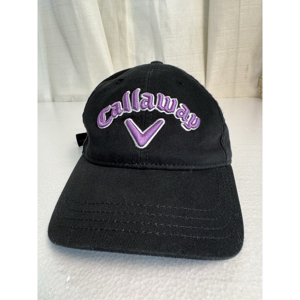 Callaway Purple On Black Adjustable‎ Golf Hat Cap Liquid Metal Logo